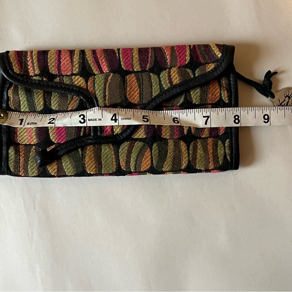 Erda of Maine funky colorful trifold textile leather Velcro closure wallet EUC - Picture 4 of 7